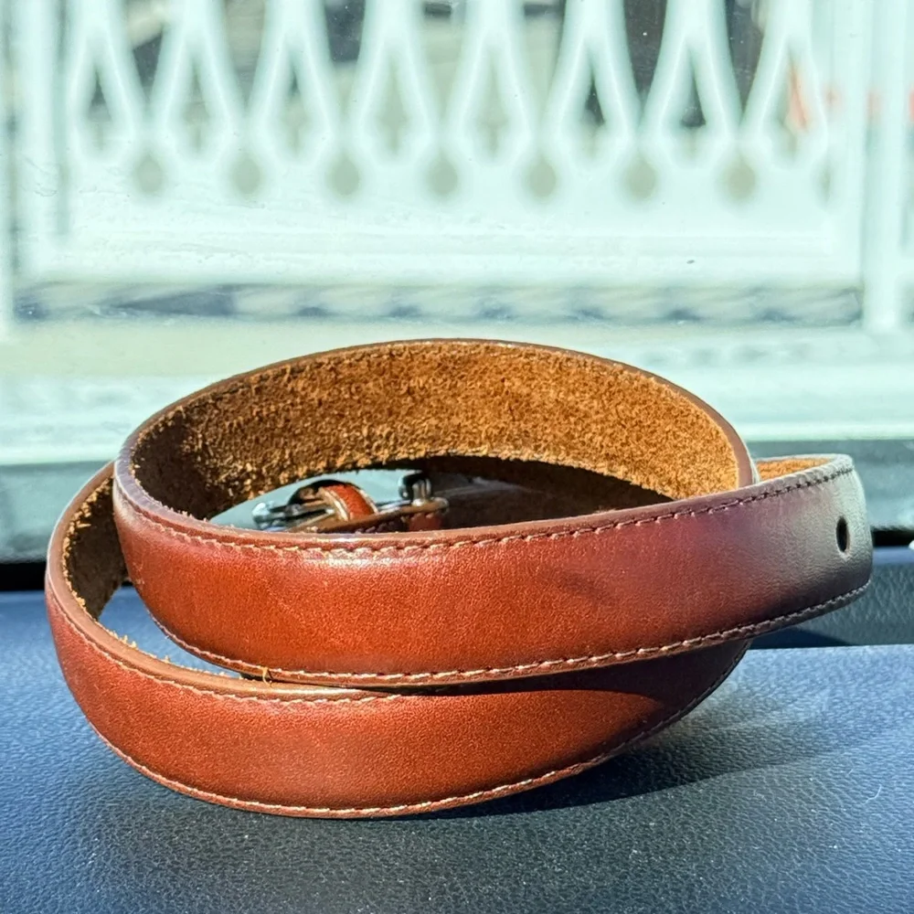 Brighton Brown Leather Belt Silver Buckle Charm Detail Size L 34”